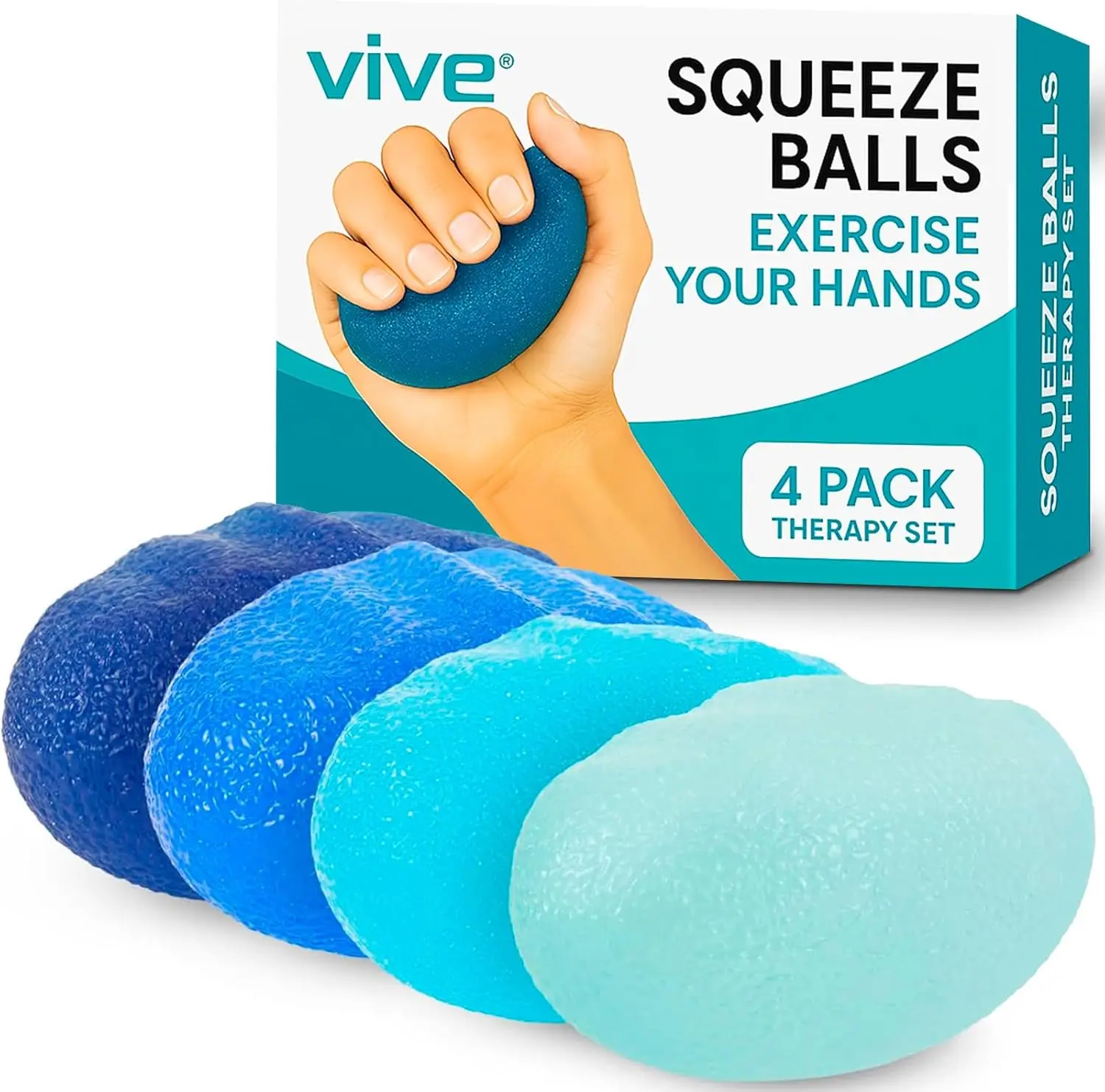 

Squeeze Balls for Hand Therapy Set (4 Pack) - Grip Strengthener for Arthritis, Carpal Tunnel Recovery - Stress Relief Fidget Toy