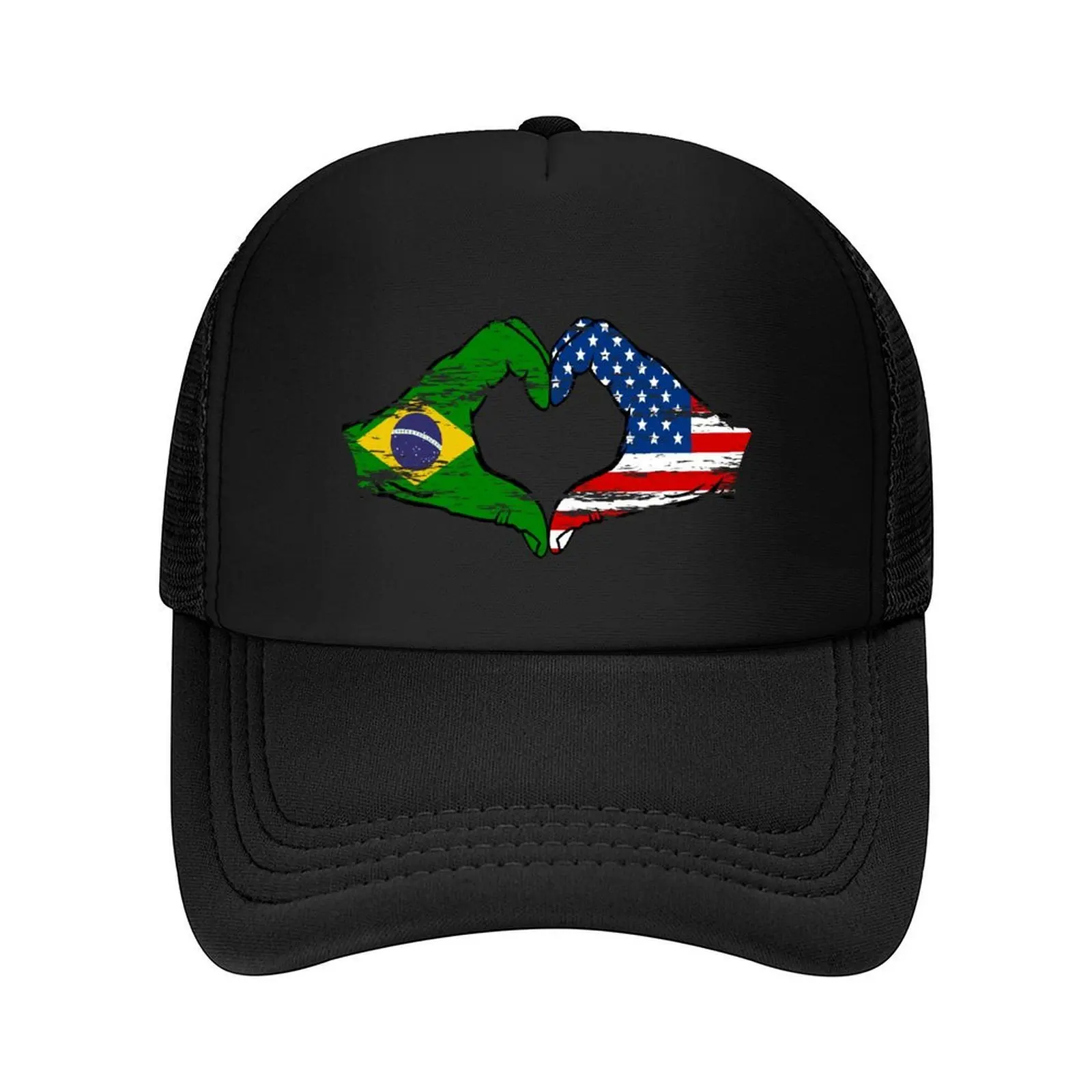 

Brazil USA flag hands heart shape used Baseball Cap sun caps Luxury Hat Thermal Visor funny hat Sun Hats For Women Men's