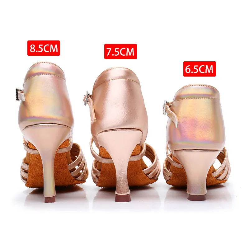 Hot Latin Dance Shoes Woman Soft Bottom Girls Salsa Ballroom Shoes Ladies Professional Dancing Shoes 5.5/7.5CM/8.5CM High Heels