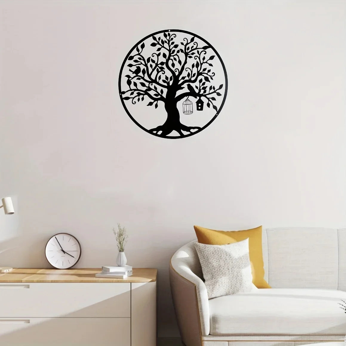 

metal iron Tree of Life Home Art Family Tree Metal Wall Mounted Decor Round Metal Wall Art Decoration Livingroom Bedroom R