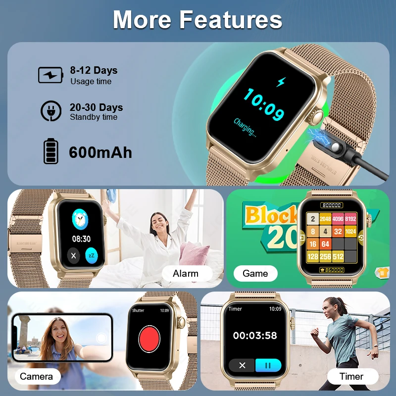 LIGE Smart Watch Men Women Luxury Bluetooth Call 600mAh Battery Women's Health Monitor Waterproof Smartwatch New For Android iOS