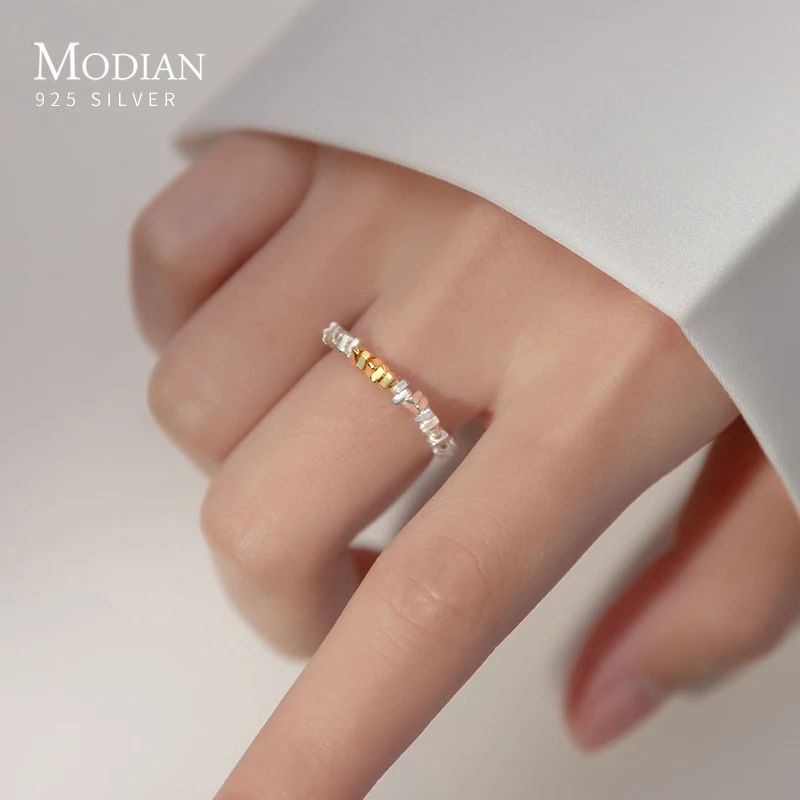 Modian Vintage 925 Sterling Silver Adjustable Geometric Irregularity Ring for Women Silver Fashion Simple Rings Band Jewelry