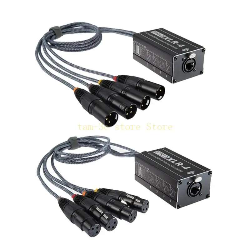 

4 Channel 3Pin to Single Ethercon Cable Cat5 Multi Networking Snake Receiver for Live ,Home Studio Recording