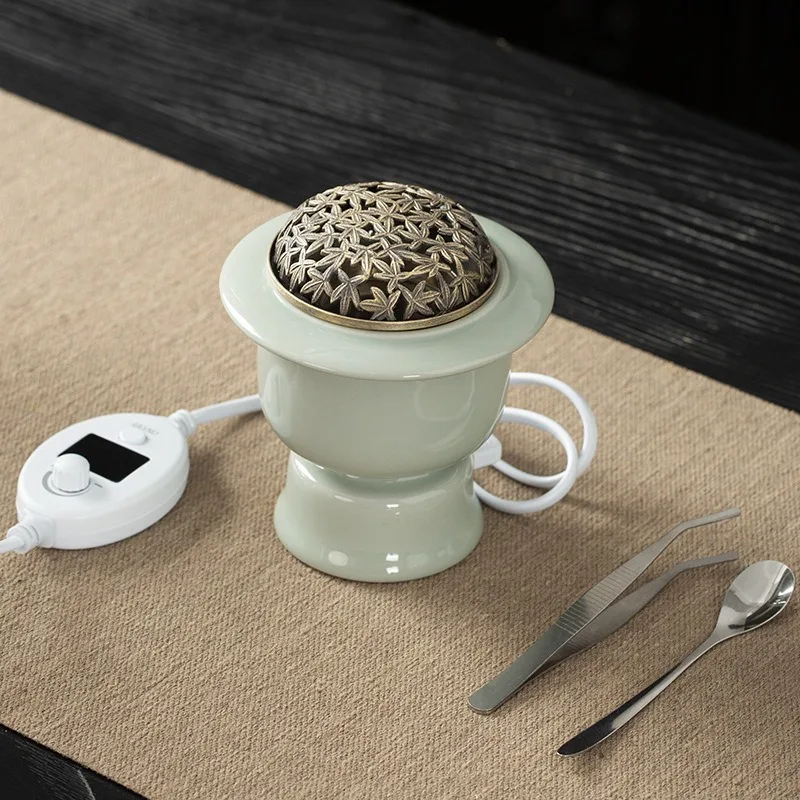 520°C High Temp Ceramic Electric Oud Incense Burner with Timer Aromatherapy Heater for Agarwood Sandalwood Blocks Bukhoor Chips