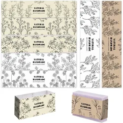90pcs Plants Soap Wrappers 9 Styles Soap Packaging Paper Soap Wrap Paper Tape Vertical Soap Paper Tag for Homemade Soap Bar