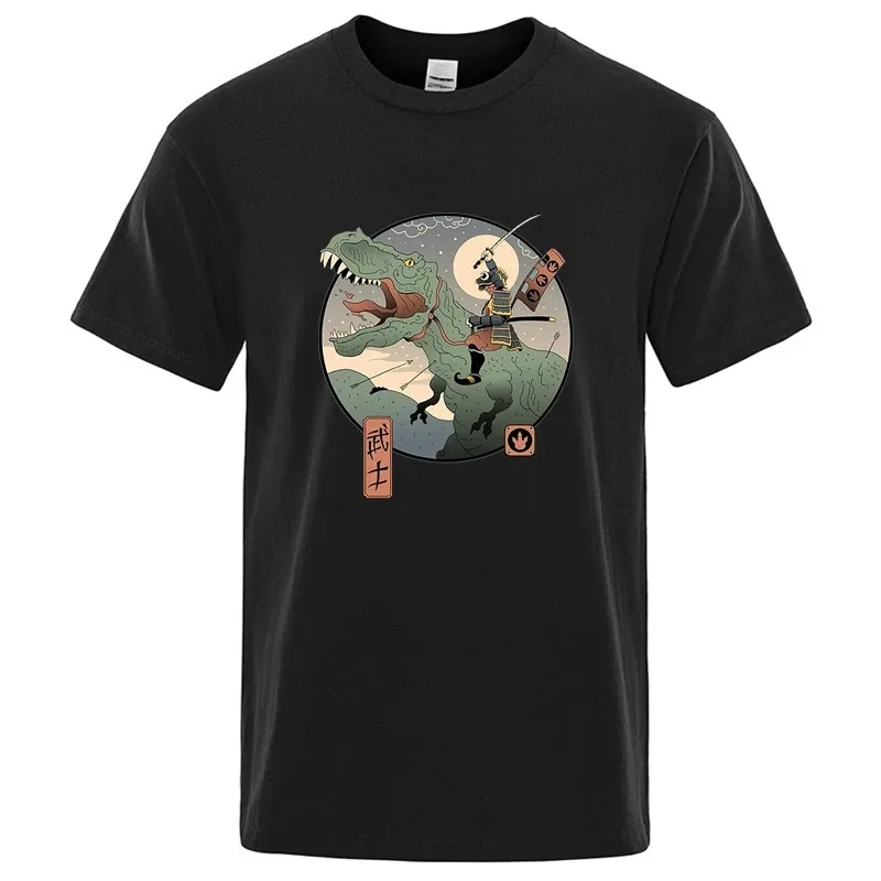 

Summer Men's T-shirt High Quality 100% Cotton Anime Dinosaur Printing Casual Cool Loose O-neck Men T-shirt Male Tops for Men