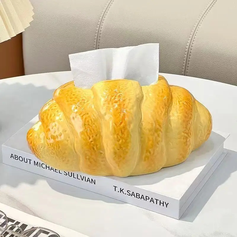 

CANBOUNCute Croissant Tissue Box, Home Living Room Coffee Table, Desktop, High-end Decorative Item, Tissue Box, Napkin Tissue Bo