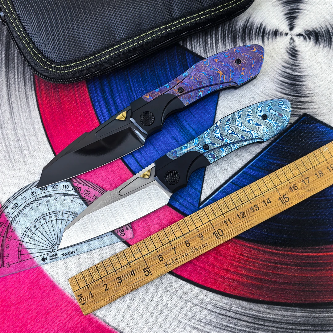 Customized M390 Steel Folding Knife Titanium Horse Handle Bearing Camping Outdoor Fishing Hunting Rescue Fruit Knife EDC Tool