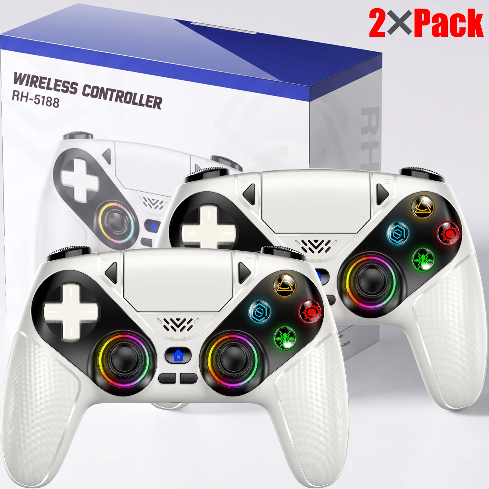 Controller für Playstation 5 PS5/PS5 Pro/Slim/PC Gamepads mit Hall-Effekt RGB Kabelloser Spielsteuerungs-Joystick Marco/Turbo-Programmierung