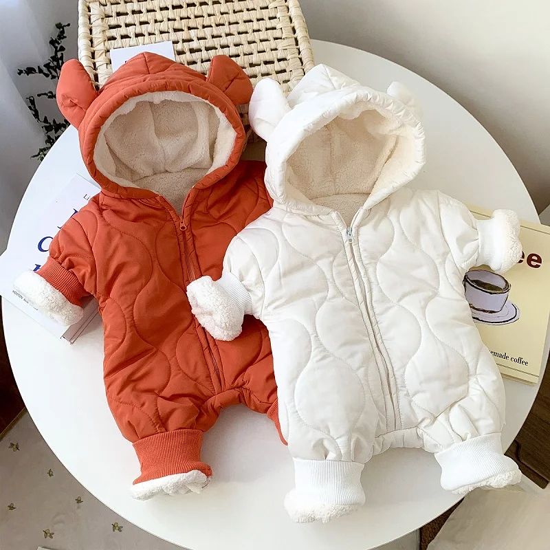 Baby clothes new boys and girls warm and thick one-piece cotton clothes baby cotton clothes plus velvet romper winter