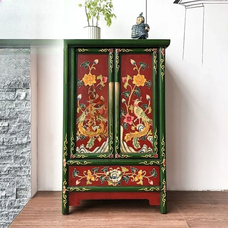 

Classical furniture, solid wood drawing and painted bedside tables, hand-painted entrance cabinets, old side cabinets, storag
