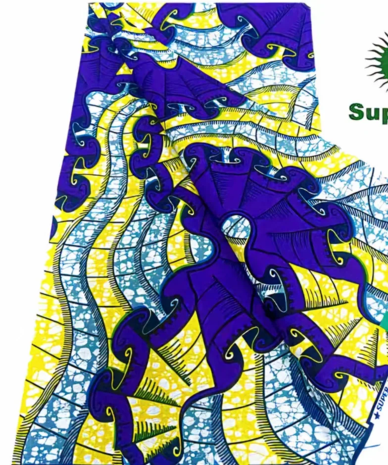 New Spuer Guaranteed Veritable Kente African Wax Print Fabric Real Nigerian Cotton Ankara Wax Fabric Soft Pagne Batik For Sew