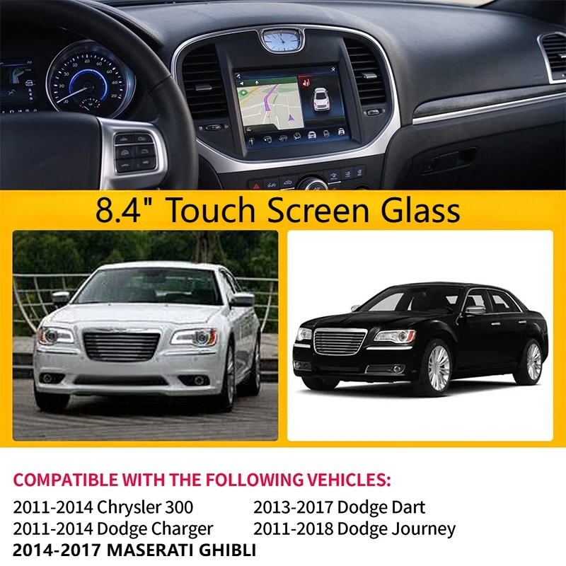 New Uconnect 3 8.4 Inch 4 Pin Touch Screen Glass Digitizer LAJ084T001A For Dodge Charger Dart Journey 2011-2018 Radio Navigation