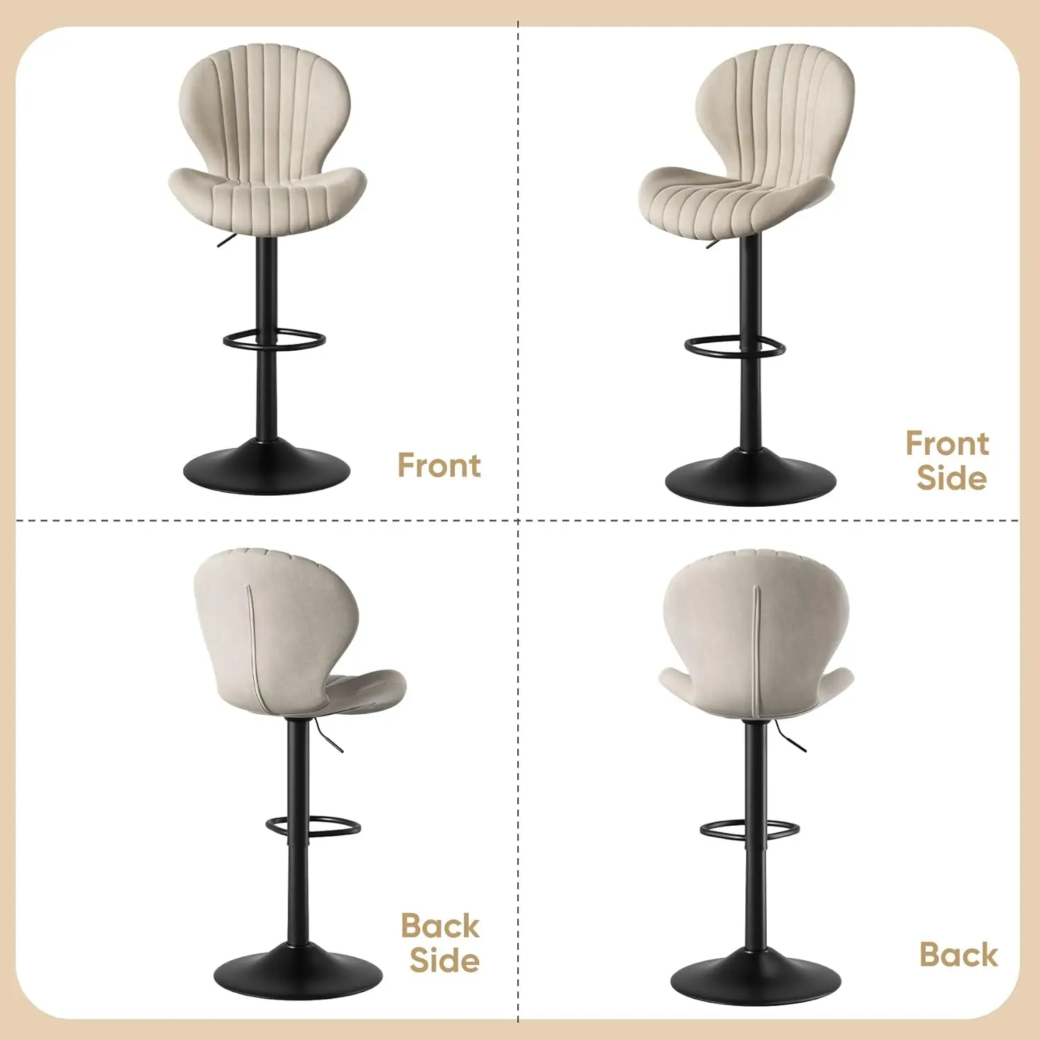 Modern Swivel Bar Stools Set, cadeiras de bar, balcão altura Barstools, encosto alto, fácil de 3-5 minutos de montagem para Bar, 2 PCs