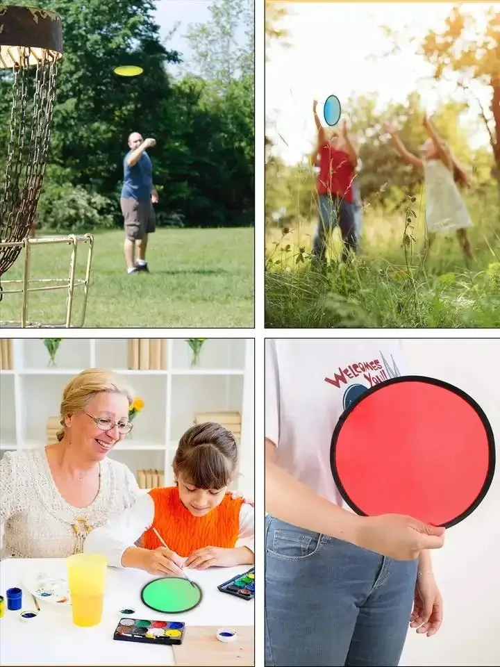 20 szt. Białe składane wachlarze w kształcie dysku latającego do sublimacji, nylonowe wachlarze z czarną krawędzią, składane wachlarze z torbą na wesele, imprezy i aktywności na świeżym powietrzu. — zdjęcie produktu 6