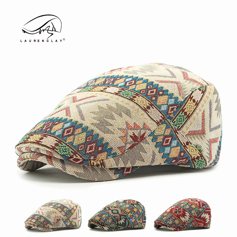 

Western Jacquard Design Cotton Women Berets Fashion National Women Hat Caps