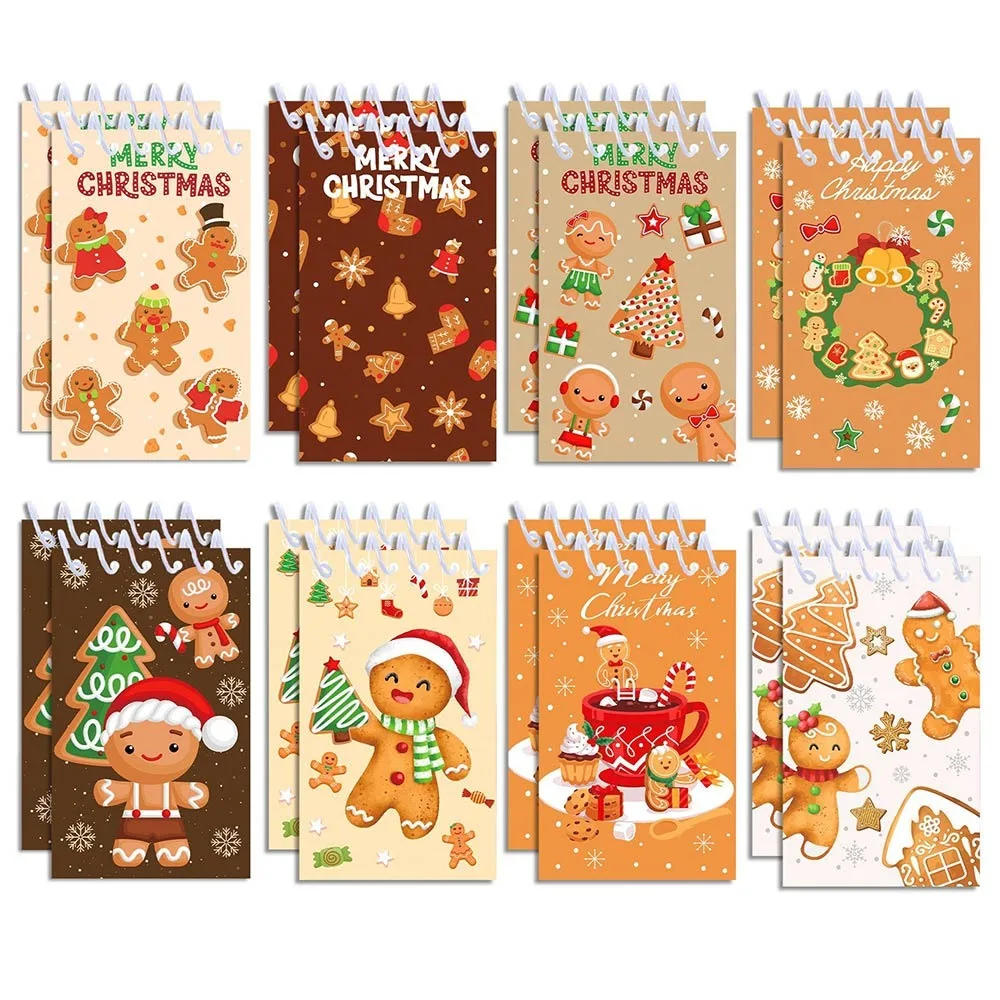 

8PCS/Set High Quality Paper Christmas Notebook Portable Vertical Flip Xmas Notepads Blank Inner Pages Loose leaf Notebook Xmas