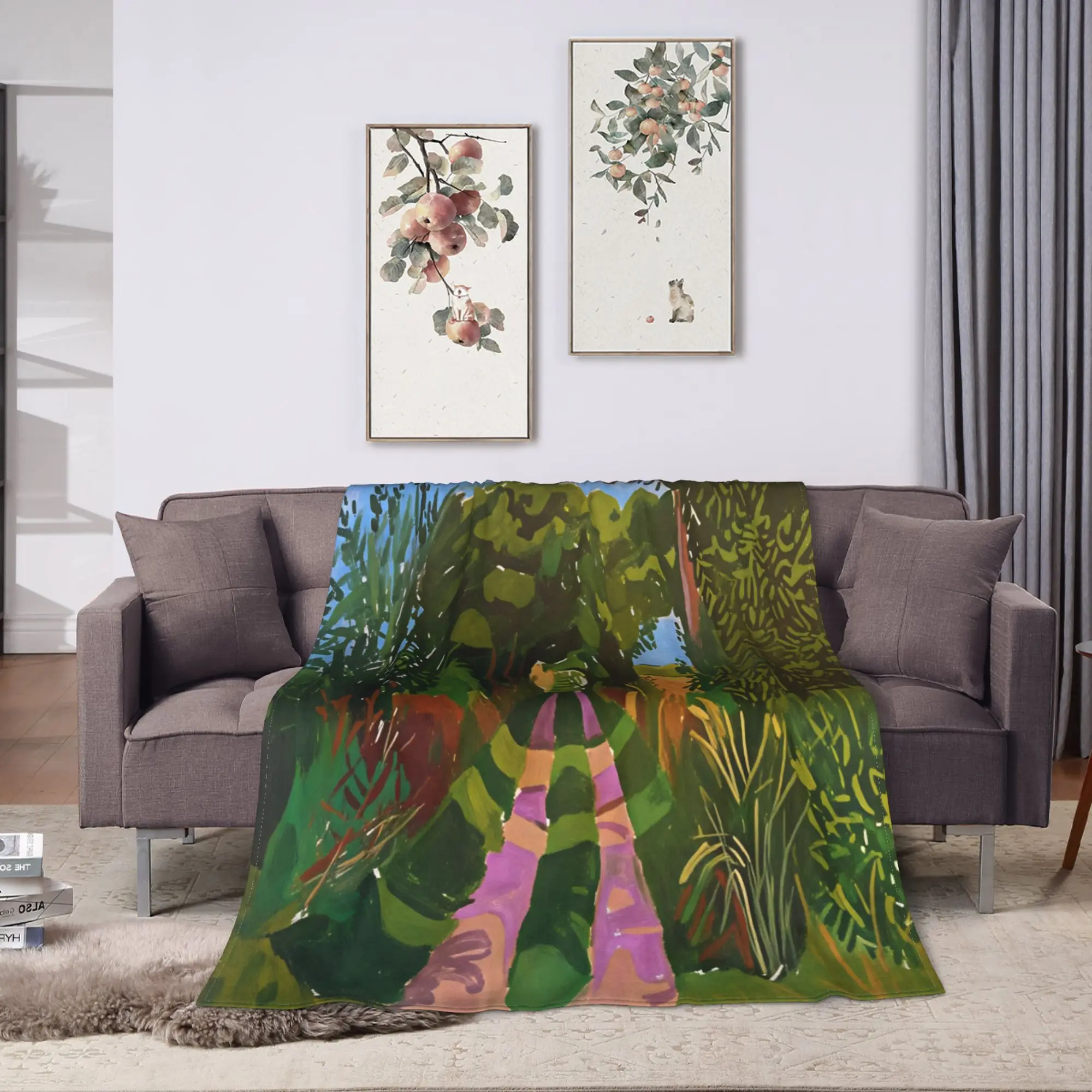 Warm Bedding Throws Travel David Hockney Art   Road Centre of Interest Poster Blanket  Flannel Bedspread For Couch Bed Cover