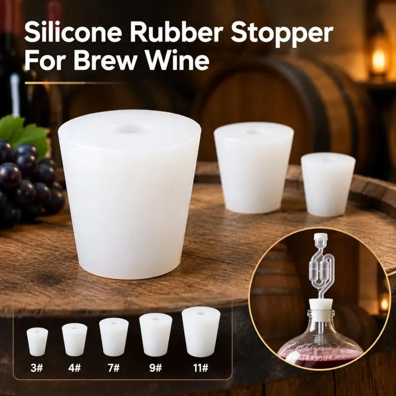 1~5pcs Silicone Fermenter Plug Stoppers With 8mm Hole For Airlock Bubbler Valve Home Brew Wine Beer Fermentation Supplies