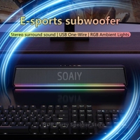 Soaiy SH02 Speaker Bluetooth-Compatible Desktop Speaker USB Powered Computer Speaker with RGB Light High Volume for PC Laptop