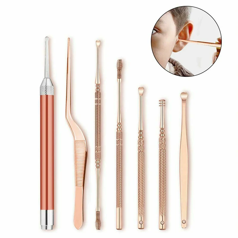 7pcs Ear Wax Pickers Cleaner Ear Wax Removal Tools LED Flashlight Picks