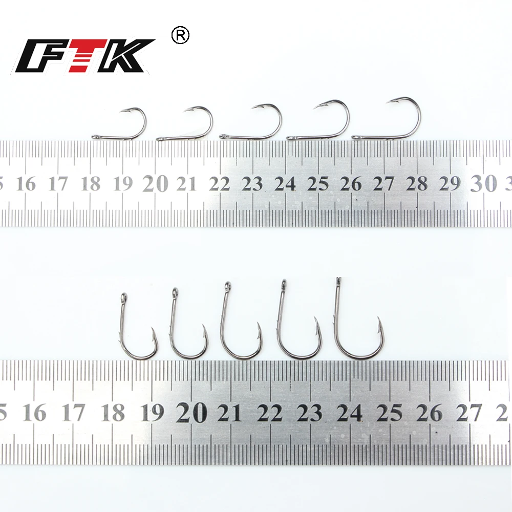 FTK 탄소강 가시 낚시 후크, 지그 헤드 루어, 잉어 농어 낚시, 링 액세서리 포함, 베이트 홀더 후크, 3 #-7 #, 100 개