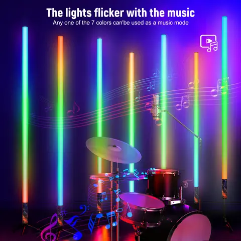 LUXCEO LED RGB Luce d'atmosfera Treppiede Set Lampada Stick Atmosfera Tubo luminoso Illuminazione DJ per Halloween Decorazione di illuminazione per feste di Natale.