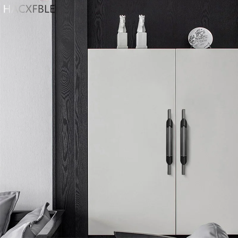 Minimalist Solid Aluminum Alloy Furniture Handles Gray Wardrobe Door Handles Black long Cabinet Handles Gold Drawer Knobs&Pulls