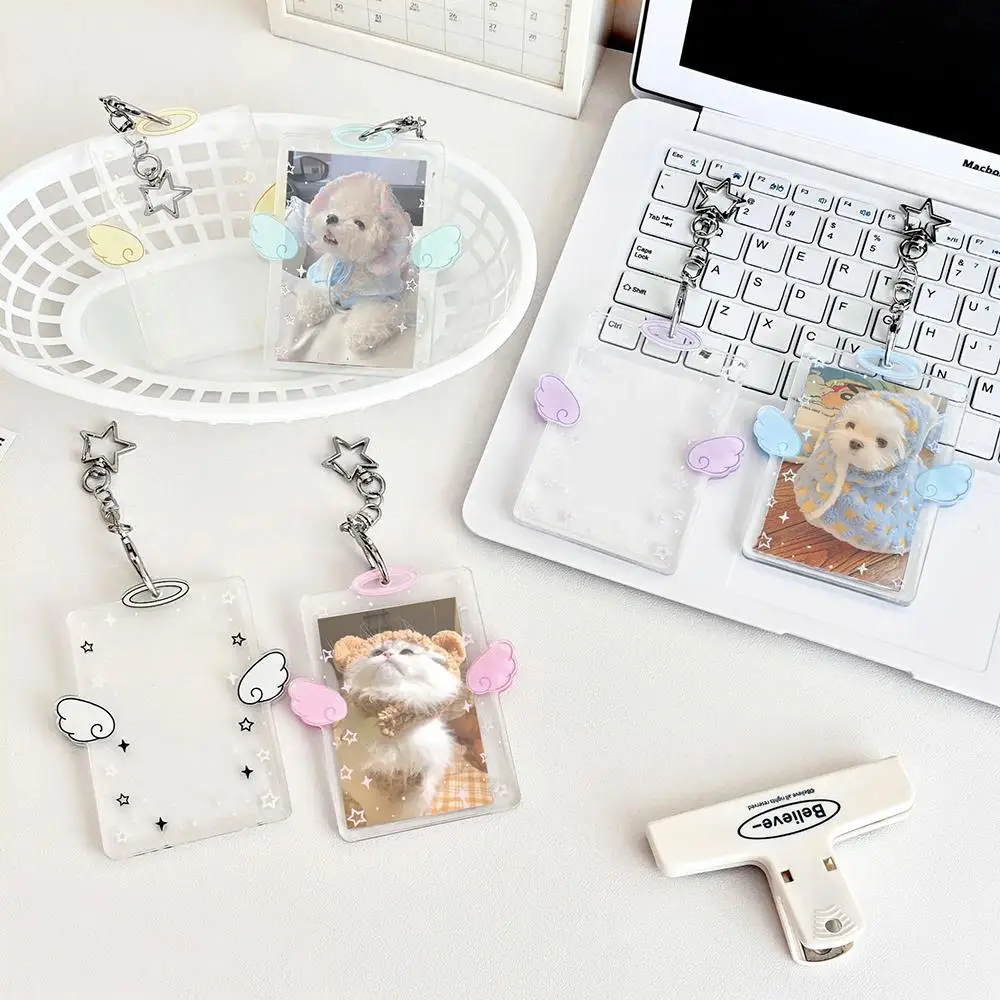 

Kpop Idol Card Collect Organizer Transparent Card Holder Keychain Photo Sleeves Small Card Packaging Bag Card Protective Cover