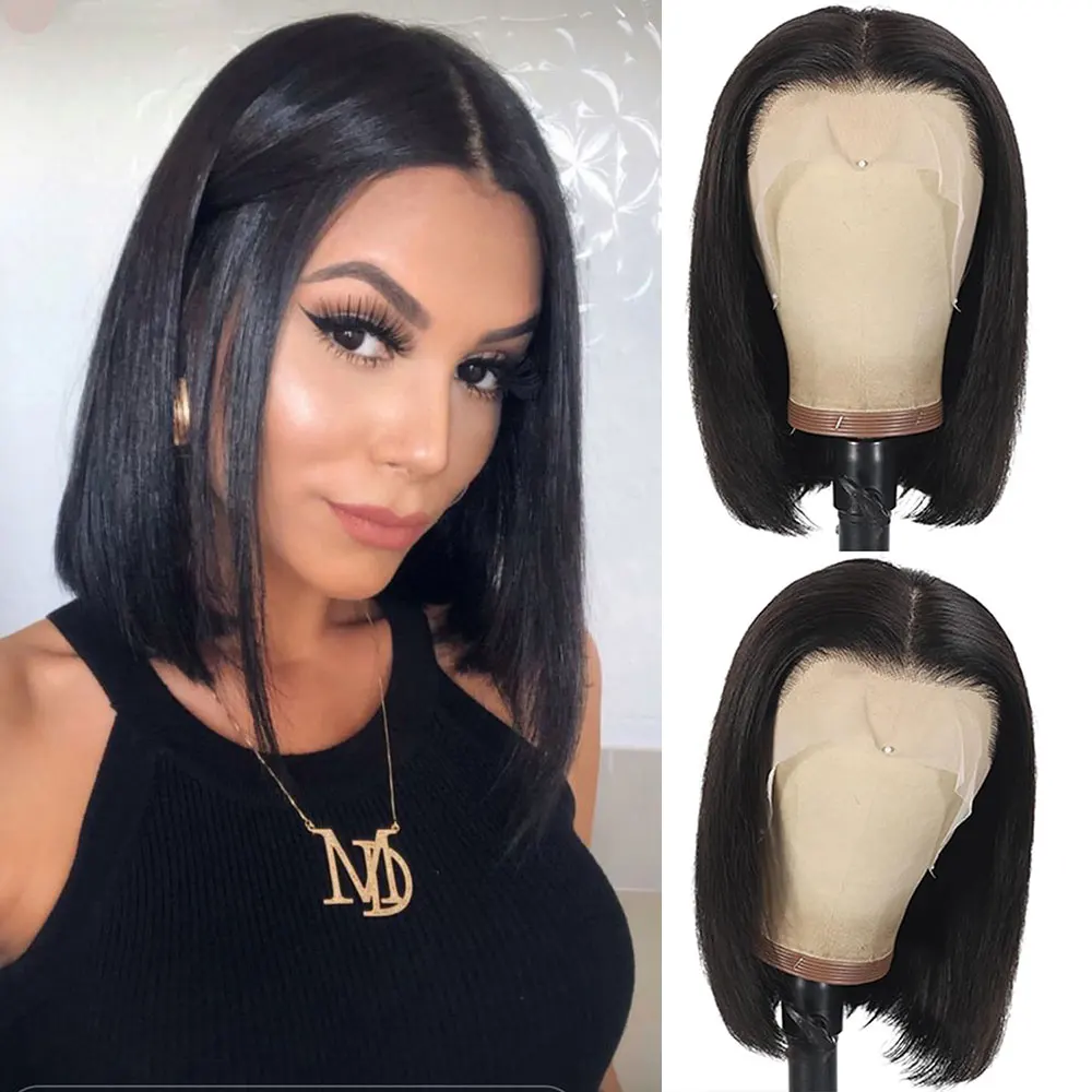 

Brazilian Bone Straight Short Bob 13x4 Lace Frontal Human Hair 4x4 Lace Closure Bob Wig For Women 180% Density Human Hair Wigs