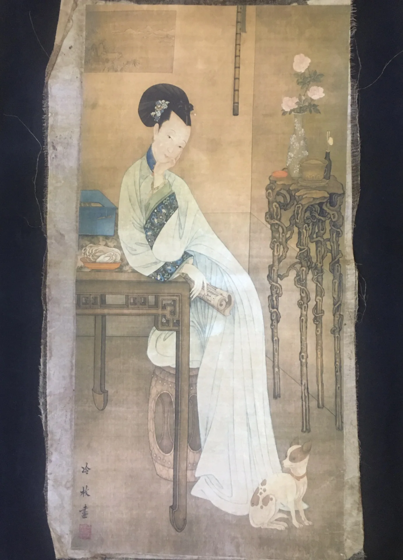 

Chinese old Rice Paper Picture Leng Mei's paintings of ladies Painting