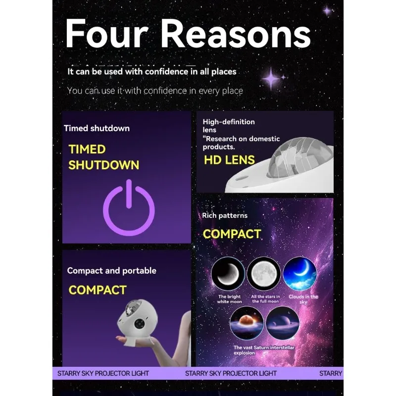 

Лампа для проектора звездного неба A47U с Bluetooth-динамиком, перезаряжаемой функцией USB и встроенным музыкальным плеером