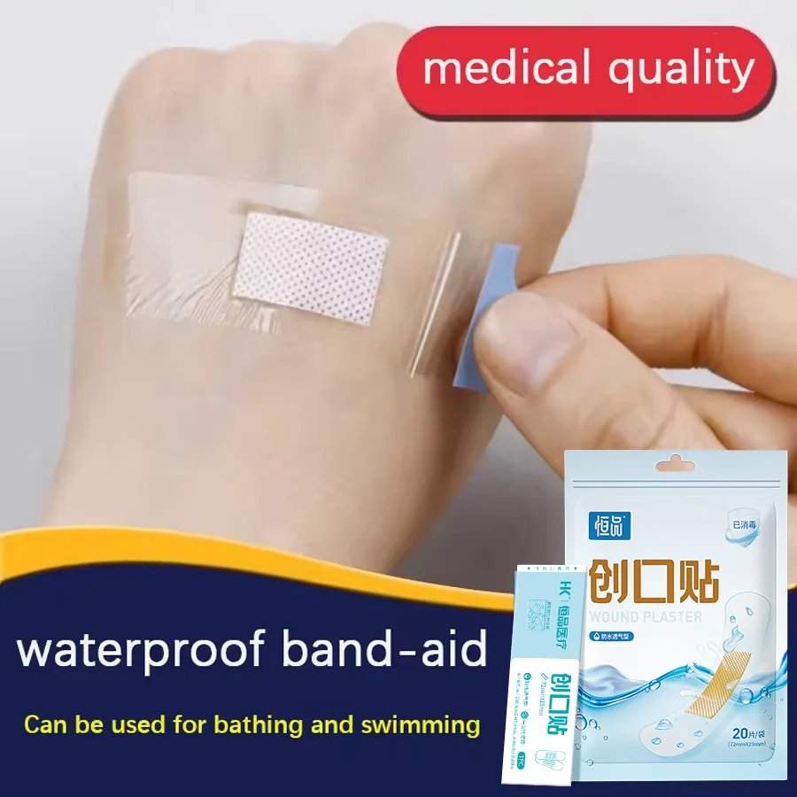 Transparent Band Aid Small PE Waterproof Water Block Sterile Adhesive Bandages for First-Aid Basic Wound Care Minor Cuts Scrapes