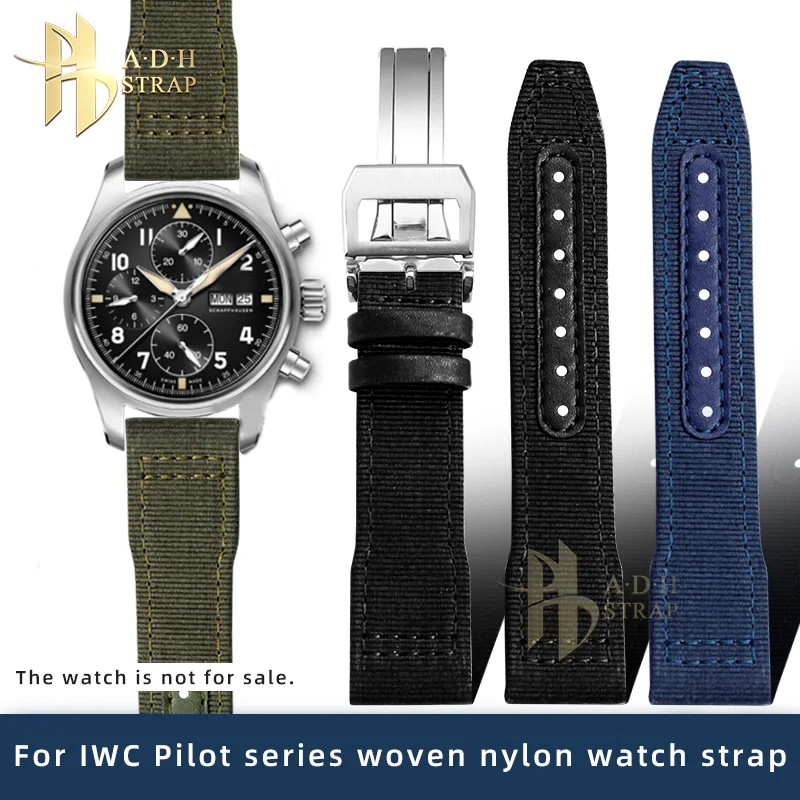 High Quality Woven Nylon Watch Strap For IWC Pilot Series IW388109 IW387901 IW503607 Top Gun Watch Band 20mm 21mm Folding Buckle