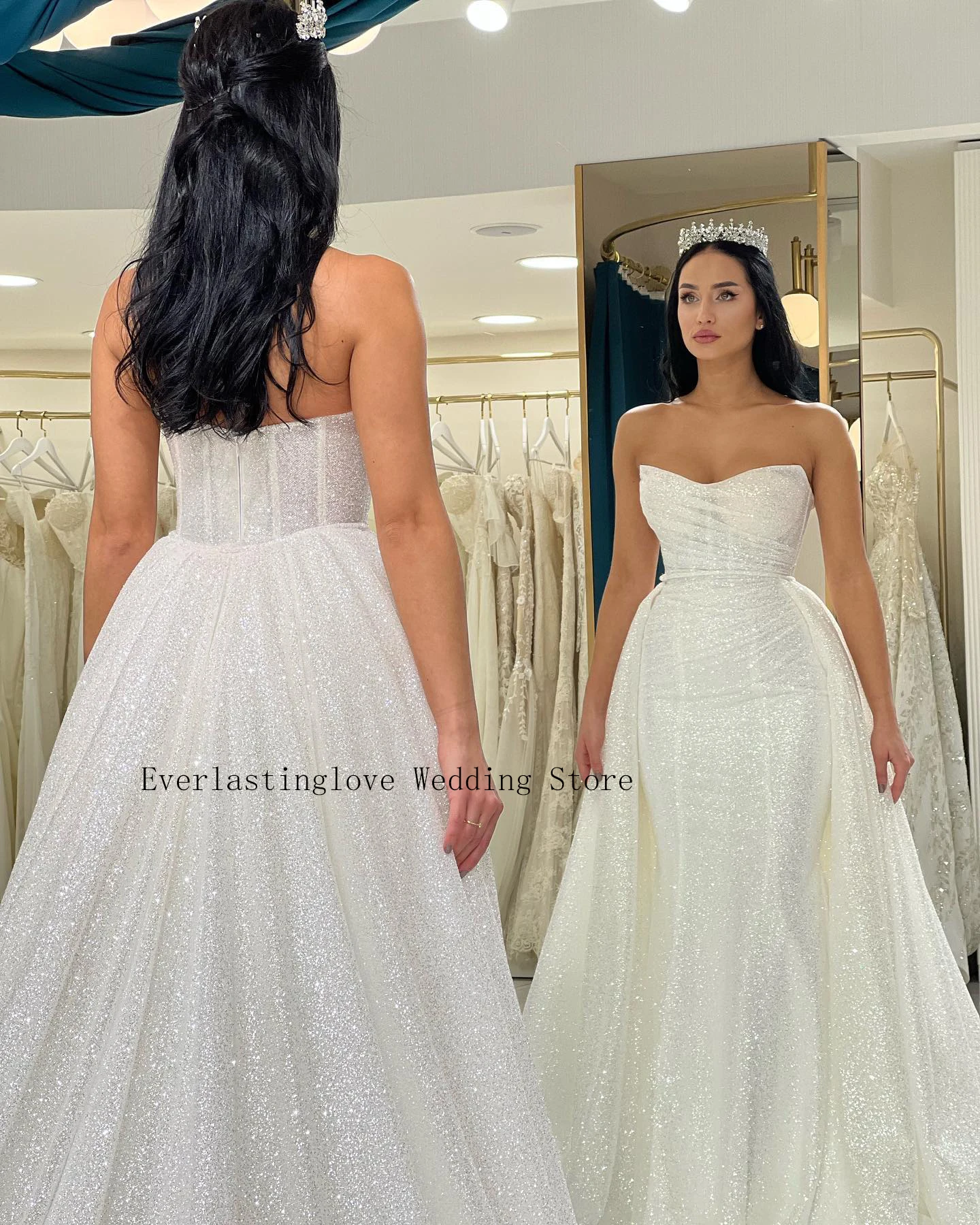 Stunning Pleat Sweetheart Mermaid Wedding Dresses With Detachable Trian Custom Made 2024 Vestido De Noival