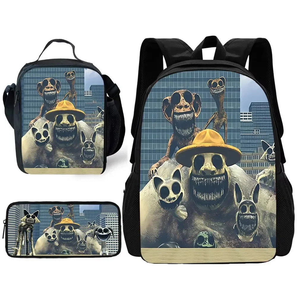

Horror Game Z-zoonomaly Child School Backpack with Lunch Bags ,Pencil Bags ,School Bags for Boys Girls Best Gift