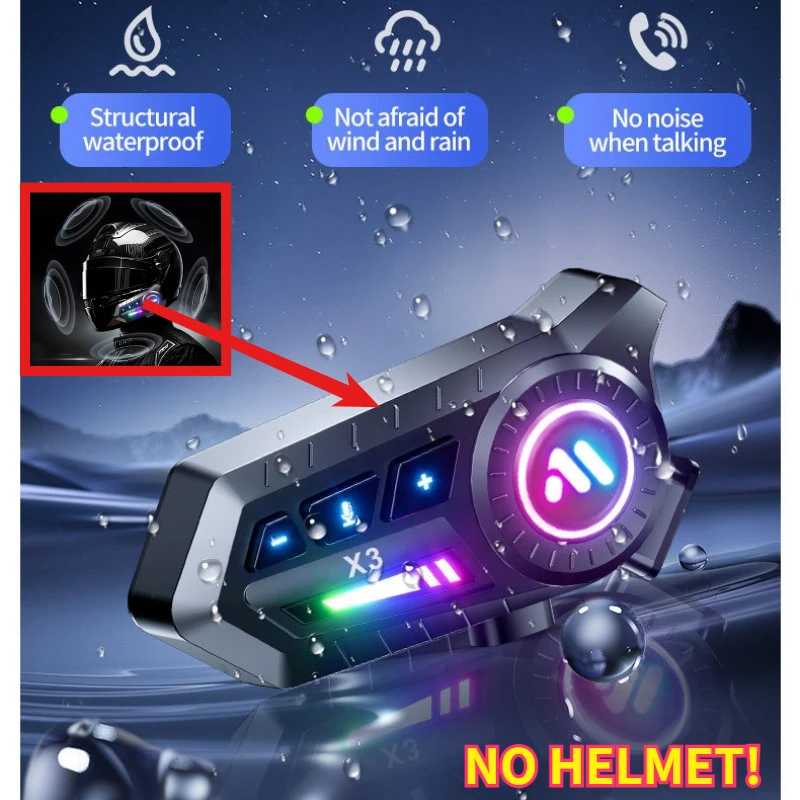 

X3 motorcycle helmet bluetooth headset bass waterproof noise reduction wireless cross-brand double intercom riding headset