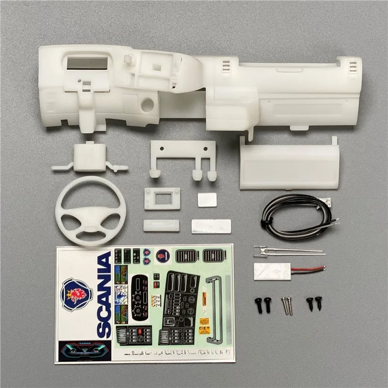 Interior Trim Center Console for 1/14 TAMIYA RC Truck Scania R730 Benz ACTROS 1851 VOLVO FH16 TGX Car DIY Parts