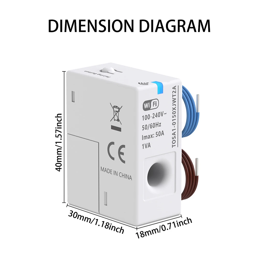 Suitable for Tuya Smart WiFi Energy-Meter 100-240V 1-50A Real-time Data Power-Energy Monitoring Smart WiFi Power Monitor Tools