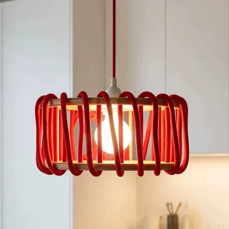 Colorful Memphis Pendant Light Designer Creative Wood Living Dining Room Bedroom Hanging Lamp Home Decor Atmosphere Chandelier