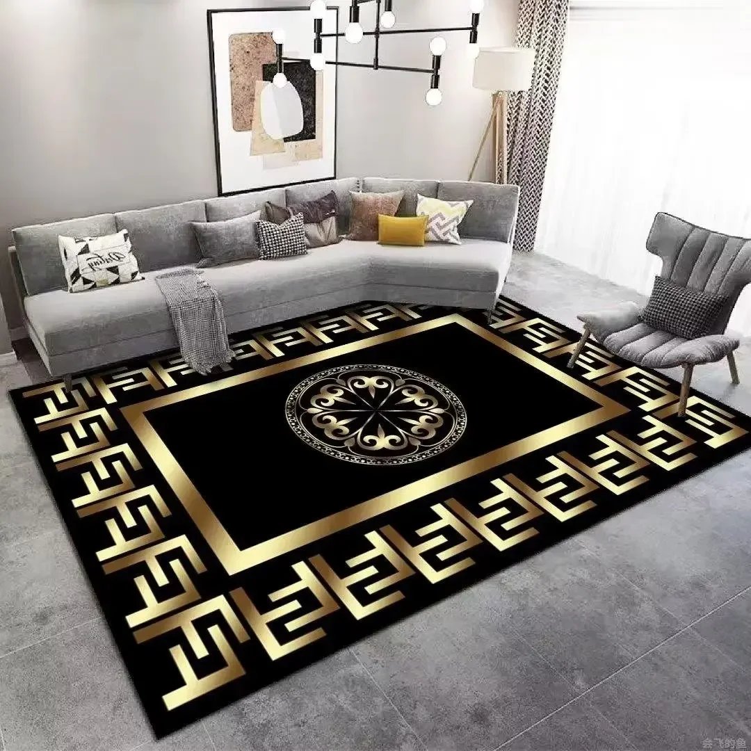 European Style Living Room Carpet Home Decoration 200x300 Golden Rugs for Bedroom Soft Fluffy Hallway Mat Luxury Floor Carpet