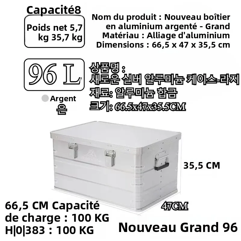 Boîte de rangement extérieure Mountainhiker, 6 tailles, camping, pique-nique, voyage, boîte en alliage d'aluminium de grande capacité, sac de rangement pour accessoires, 20-96L