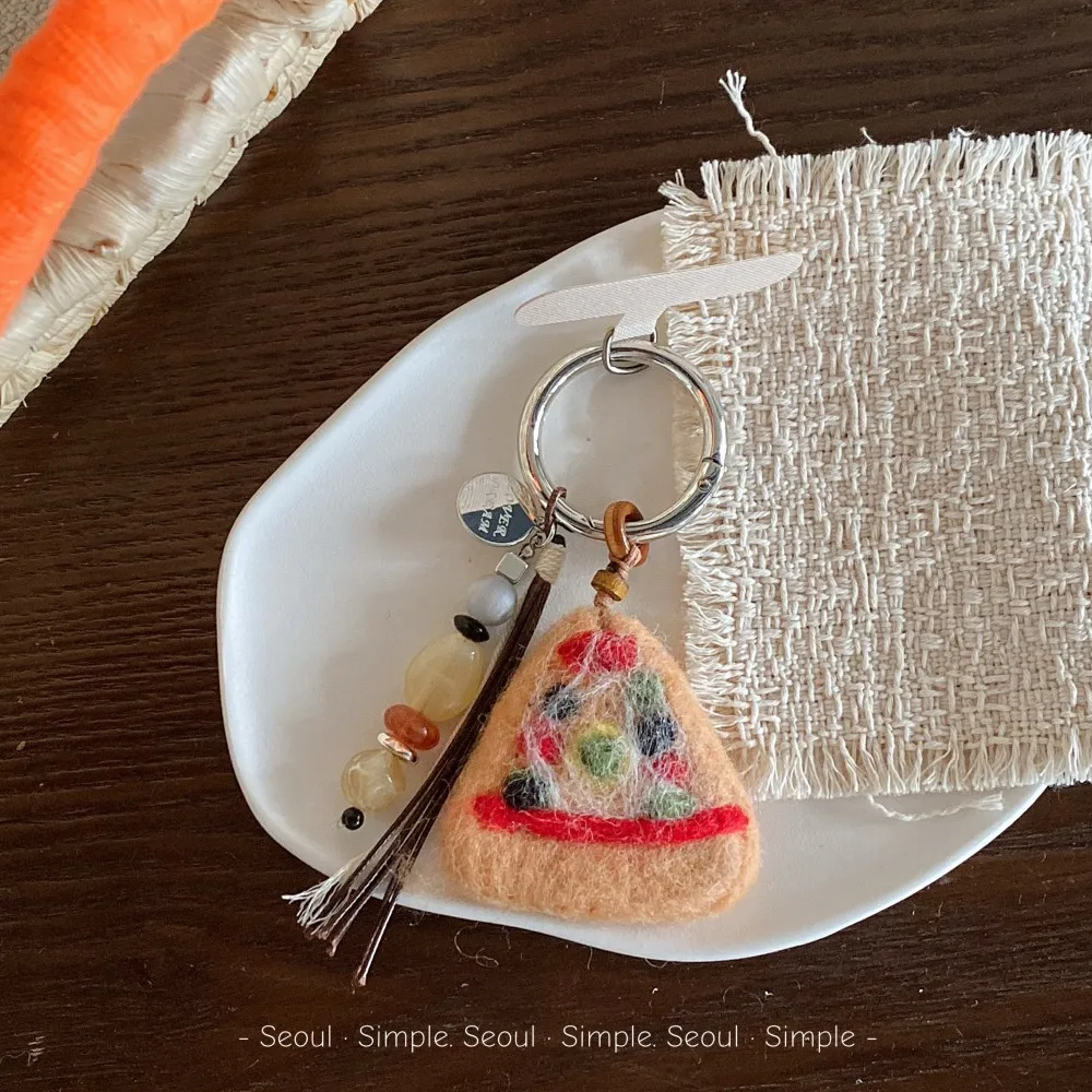 Wool Felt Phone Charm Handmade Vintage Versatile Bracelet Keychain Cute Cartoon for Women Girls Daily Lightweight Durable