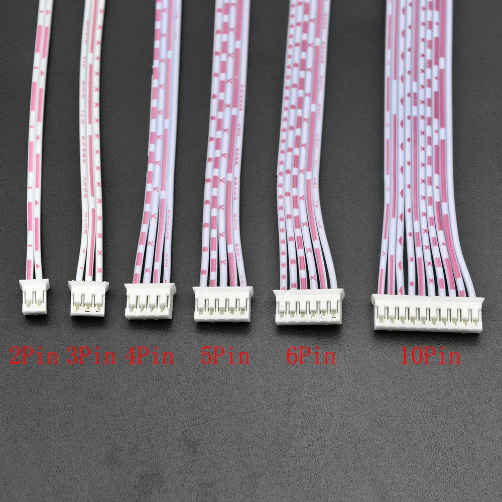JST PH 2.0mm Pitch 2/3/4/5/6/7/8/9/10 Pin Female to Female Plugs PH2.0 Connectors With 20CM 26AWG PVC Red White Line Wires Cable