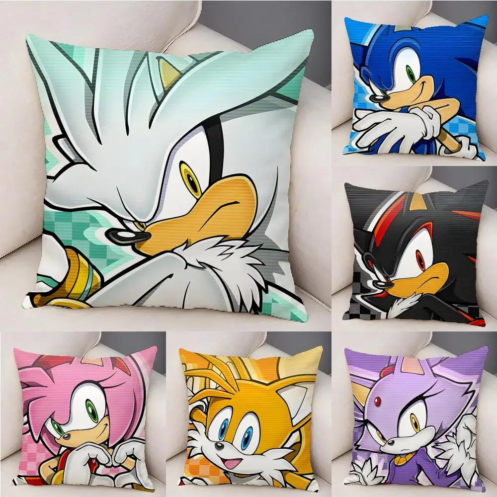 Cool Game S-Sonic A-Adventure Game Cushion Cover Plush Decorative Pillow Case With Hidden Zipper Fashion Room Decor For Home