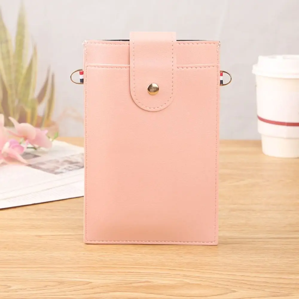 Cute PVC Vertical Shoulder Phone Bag Vertical Shoulder Cell Phone Purse Square Mini Student Crossbody Bag Card Holder Bag