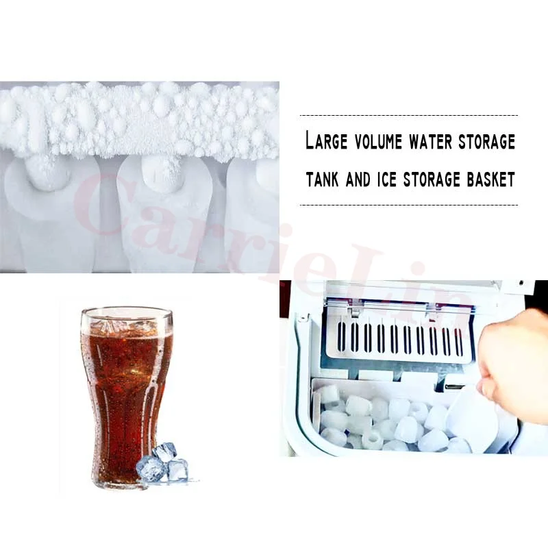AC220-240V Pembuat Es Cepat Listrik Otomatis Komersial Rumah Tangga Toko Teh Susu Bar Desktop Portabel Pembuat Es Batu