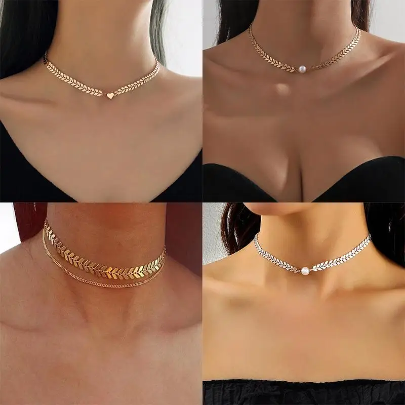 Neue Perlenkette Für Damen, Perlen-Choker-Halskette In Goldfarbe, Gothic-Choker-Schmuck Für Den Hals, Anhänger. Sb965D5Df31D94E299Dfeadb64F30998Bd