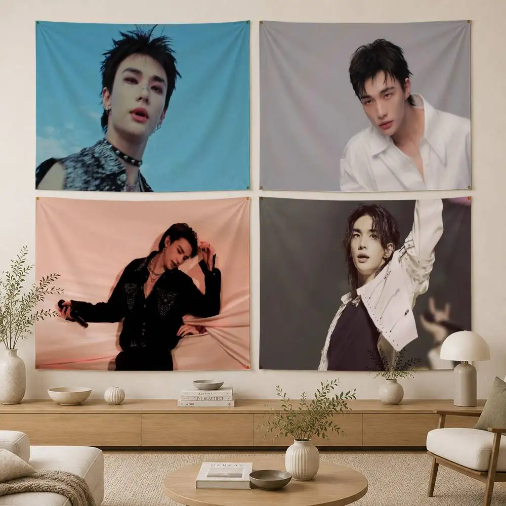 H-HyunjinS Dancing Prince Flags Wall Hanging Background Art for Bedroom Home Outdoor Decor