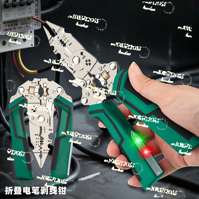 apply to Electrician's Multi-Function Handheld Pliers: Cutting, Stripping, Crimping & Testing - Foldable